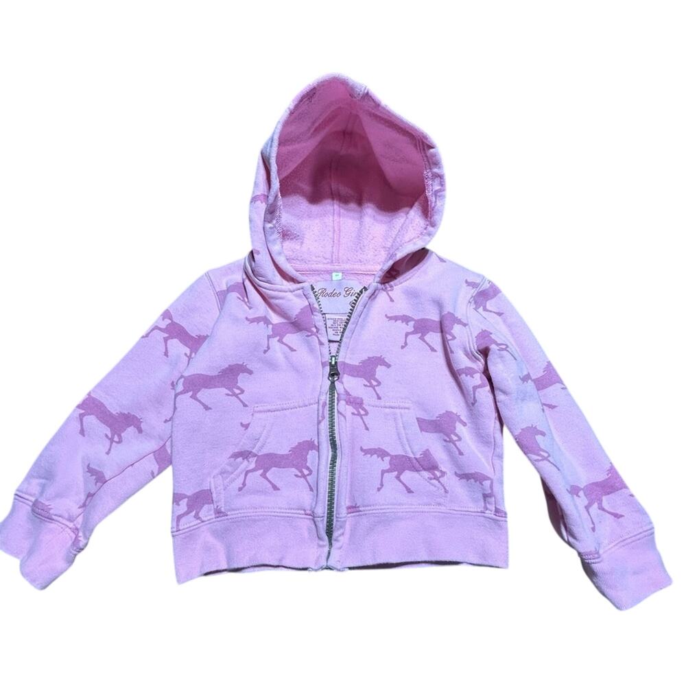 Rodeo Girl Pink Horse Pattern girls size 3T  zip up Hoodie